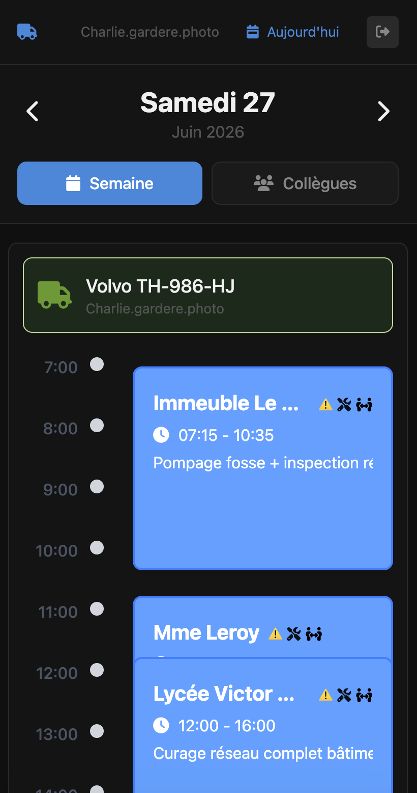 Planning sur mobile